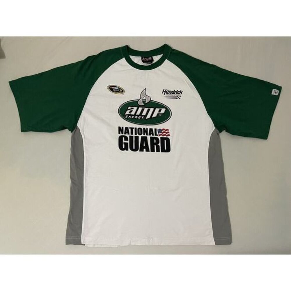 Dale Earnhardt Jr Shirt Mens Sz 2XL White NASCAR Racing National Guard Amp Chase